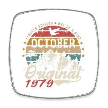 Birthday Gift - Vintage Born October 1979 - Square fridge magnet - white - Front