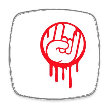 I Love Heavy Metal Hard Rock Musik Handgeste Herz - Viereckiger Kühlschrankmagnet - Weiß - Vorne