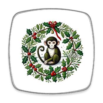 Singe de Noël - Magnet carré - blanc - Devant