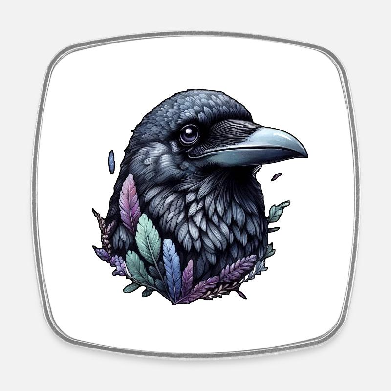 Corbeau mystique - Magnet carré - blanc