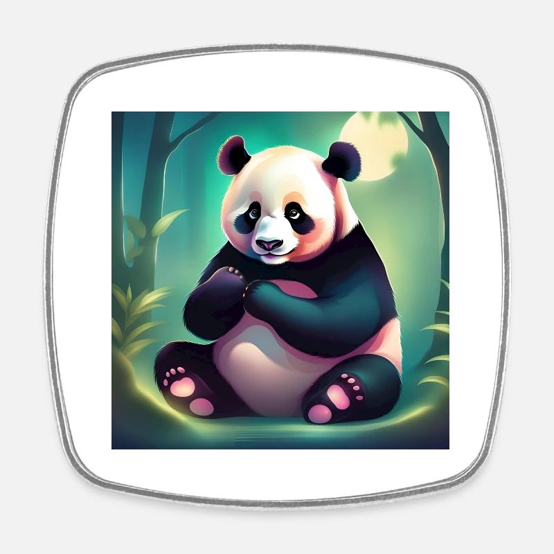 Pandabär - Viereckiger Kühlschrankmagnet - Weiß