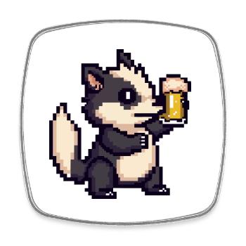 Skunk Bière Pixel - Magnet carré - blanc - Devant