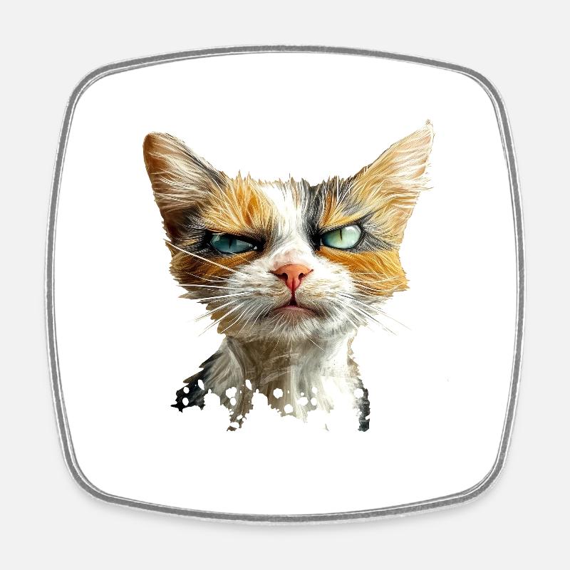 Crumpy Cat - Viereckiger Kühlschrankmagnet - Weiß