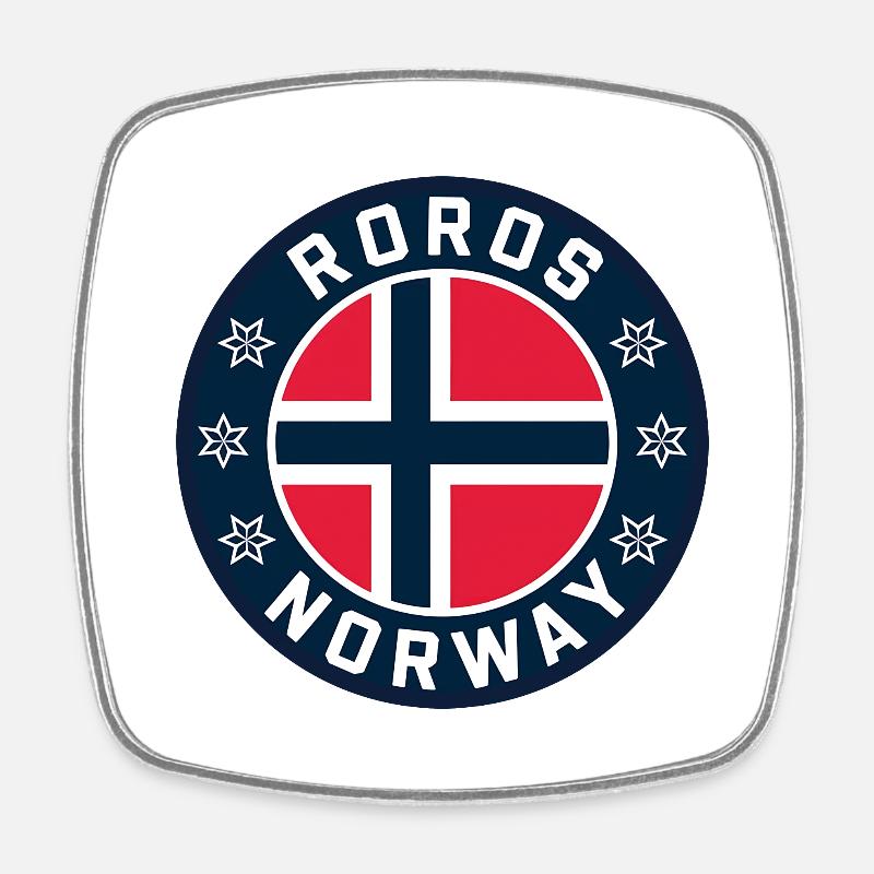 Roros Norway Flag - Square fridge magnet - white