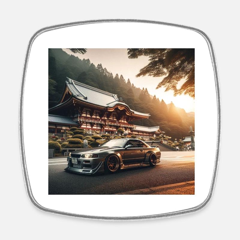 JDM Tempel - Viereckiger Kühlschrankmagnet - Weiß