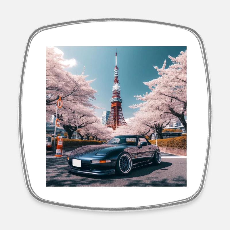 JDM Tower - Viereckiger Kühlschrankmagnet - Weiß