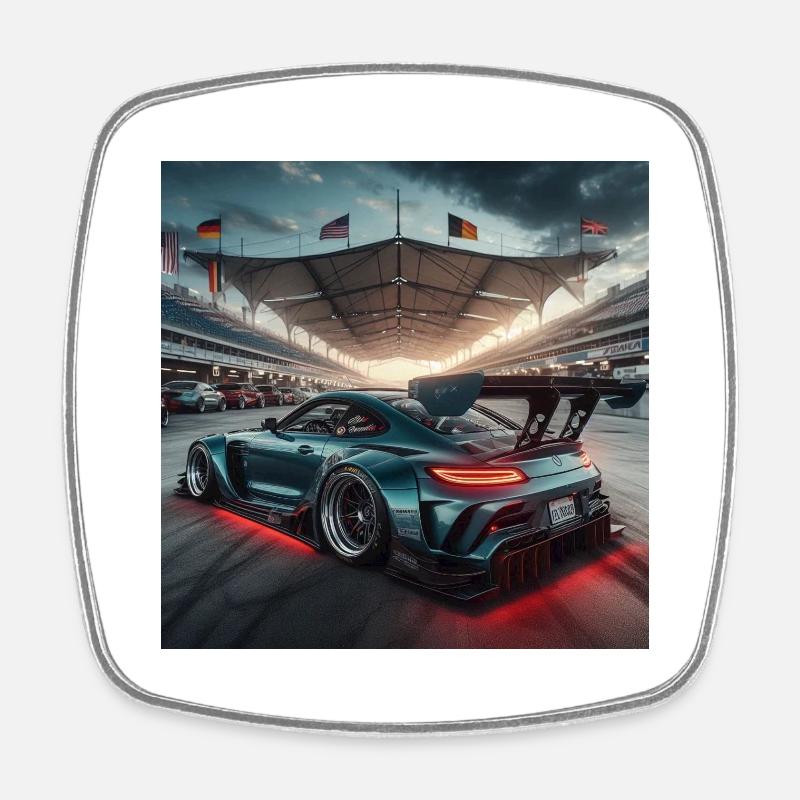 Auto - Viereckiger Kühlschrankmagnet - Weiß