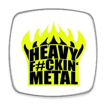 Heavy F#ckin' Metal Hard Rock Music Feuer Flammen - Viereckiger Kühlschrankmagnet - Weiß - Vorne