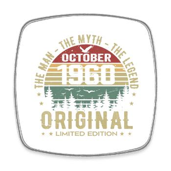 Man Birthday Gift 1960 October 1960 - Square fridge magnet - white - Front