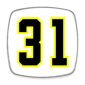 31 Number Jersey - Square fridge magnet - white - Front