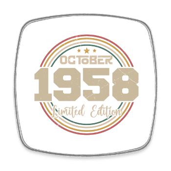 Born in October 1958 Retro Anniversary October 1958 - Square fridge magnet - white - Front
