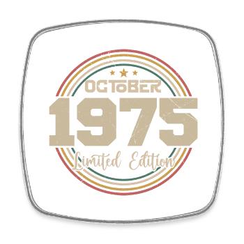 Jahrgang Oktober 1975 Retro Geburtstag Oktober 1975 - Viereckiger Kühlschrankmagnet - Weiß - Vorne