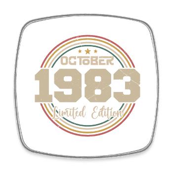 Born in October 1983 Retro Birthday October 1983 - Square fridge magnet - white - Front