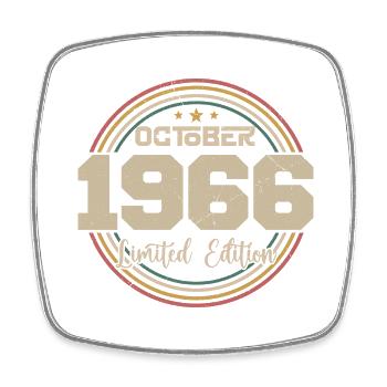 Born in October 1966 Retro Anniversary October 1966 - Square fridge magnet - white - Front