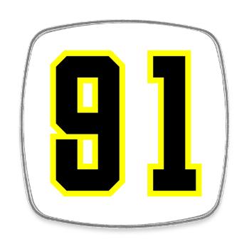 91 Number Jersey - Square fridge magnet - white - Front