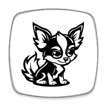 Bande dessinée de chien - Magnet carré - blanc - Devant