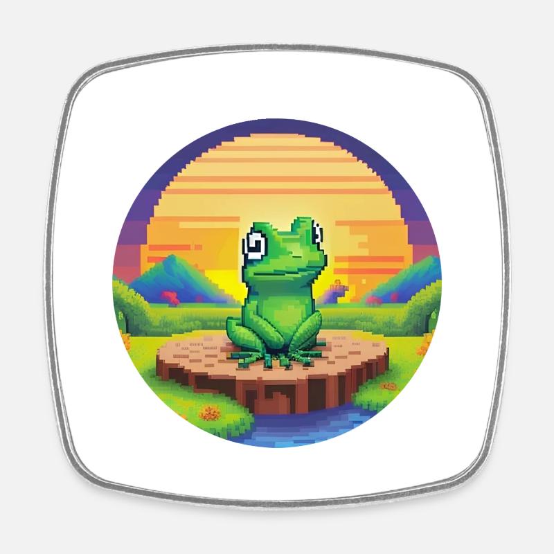 Retro Pixel Frog - Square fridge magnet - white