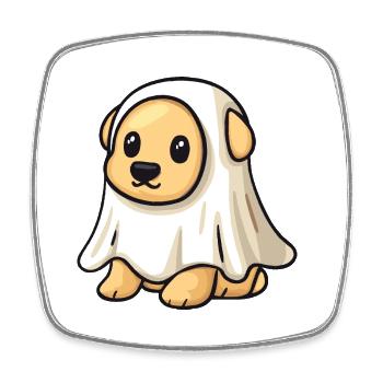 Golden Retriever Dog Halloween Ghost - Square fridge magnet - white - Front