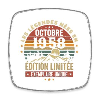 Born in October 1958 | Awesome since October 1958 - Square fridge magnet - white - Front