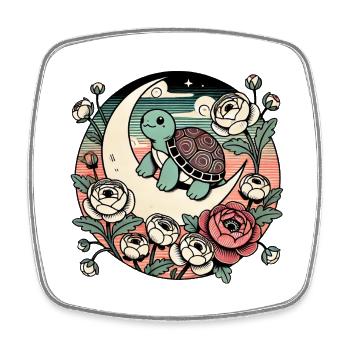 Tortue-boîte mignonne - Magnet carré - blanc - Devant