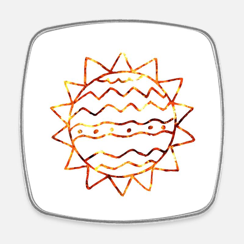 Burning Fire Sun - Square fridge magnet - white