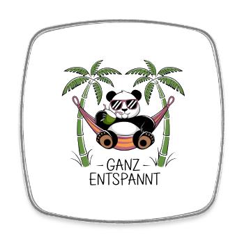 Panda - Complètement détendu - Magnet carré - blanc - Devant