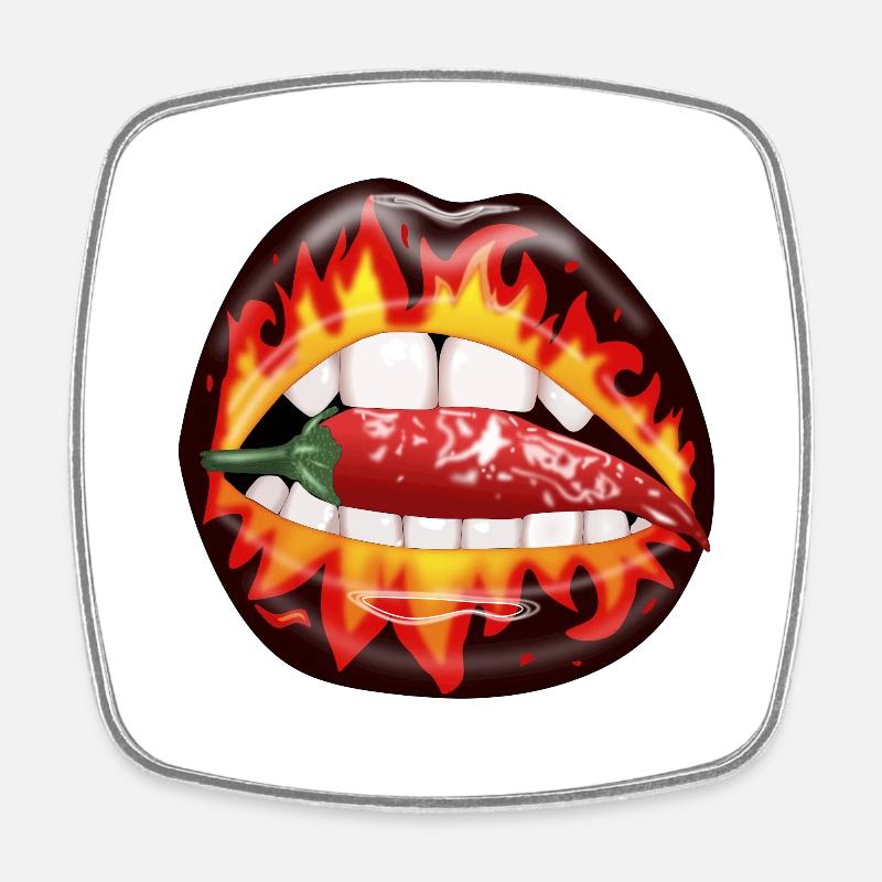 Mouth pepperoni - Square fridge magnet - white