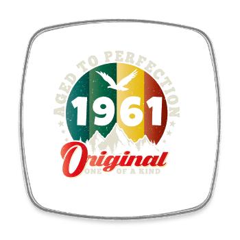 Vintage 1961 Birthday - 1961 Retro Gift Idea - Square fridge magnet - white - Front