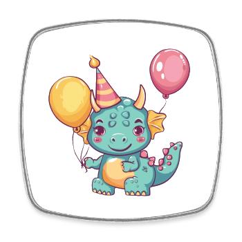 Dinosaure tricératops Bande dessinée d’anniversaire - Magnet carré - blanc - Devant