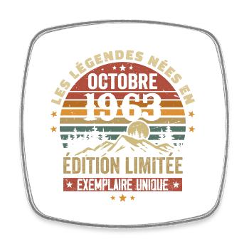 Nées en Octobre 1963 | Génial Depuis Octobre 1963 - Magnet carré - blanc - Devant