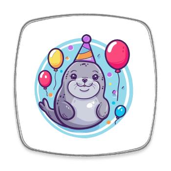 Robbe Tier Geburtstag Baby - Viereckiger Kühlschrankmagnet - Weiß - Vorne