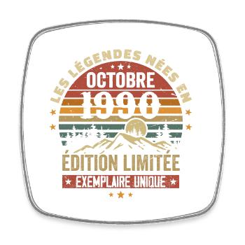 Born in October 1990 | Awesome Since October 1990 - Square fridge magnet - white - Front