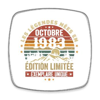 Born in October 1983 | Awesome since October 1983 - Square fridge magnet - white - Front