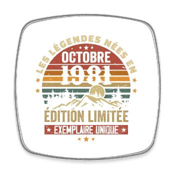 Geboren im Oktober 1981 | Genial seit Oktober 1981 - Viereckiger Kühlschrankmagnet - Weiß - Vorne