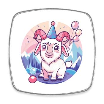 Chèvre de montagne anniversaire bébé - Magnet carré - blanc - Devant
