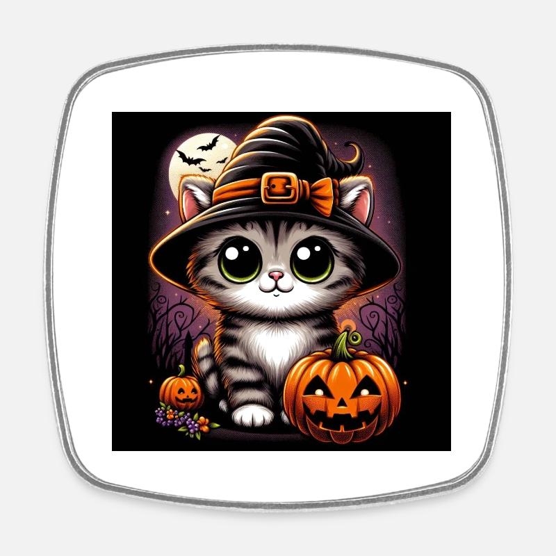 Kitty Halloween - Square fridge magnet - white