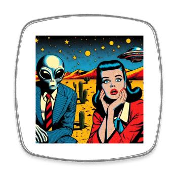 « On rentre à la maison ! » - Magnet carré - blanc - Devant