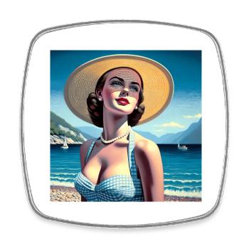 Le modèle au bord du lac - Magnet carré - blanc - Devant