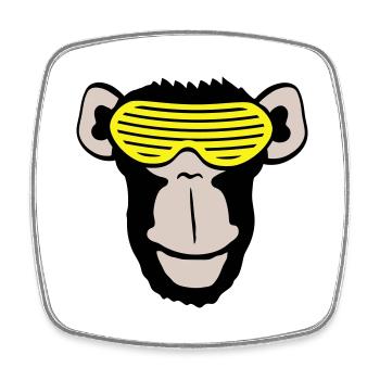 Funky Sonnenbrille Gorilla Cooler Party Affe Spaß - Viereckiger Kühlschrankmagnet - Weiß - Vorne