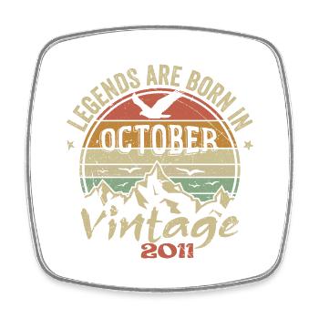 Génial depuis octobre 2011 - Cadeau octobre 2011 - Square fridge magnet - white - Front