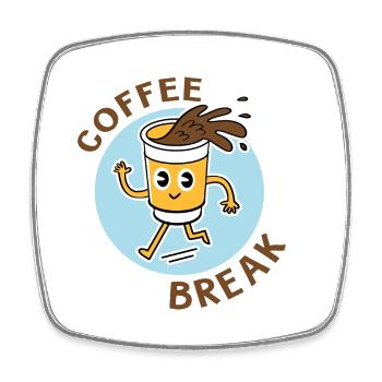 coffee break - Magnet carré - blanc - Devant