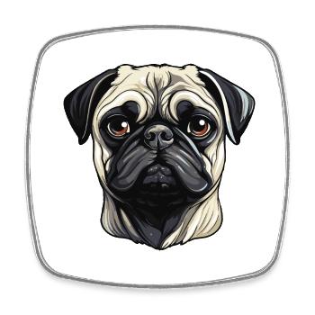 Dog Pug - Square fridge magnet - white - Front