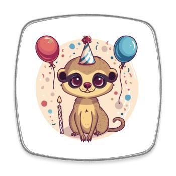 Meerkat Birthday Baby - Square fridge magnet - white - Front