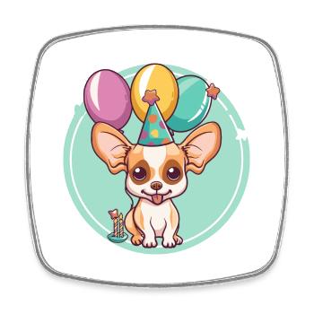 Chihuahua Dogs Birthday Baby - Square fridge magnet - white - Front
