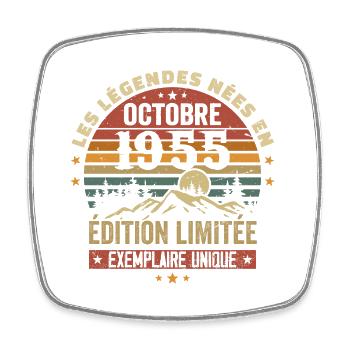 Born in October 1955 | Awesome since October 1955 - Square fridge magnet - white - Front