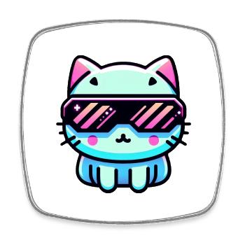 Cyber Cat - Square fridge magnet - white - Front