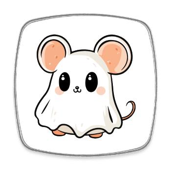 Mouse Halloween Funny Ghost - Square fridge magnet - white - Front