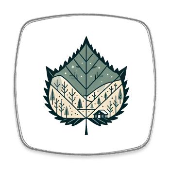 Blatt mit winterlicher Landschaft - Viereckiger Kühlschrankmagnet - Weiß - Vorne