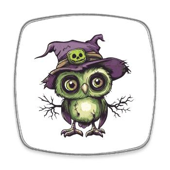 Eule Halloween Comic Lustig - Viereckiger Kühlschrankmagnet - Weiß - Vorne