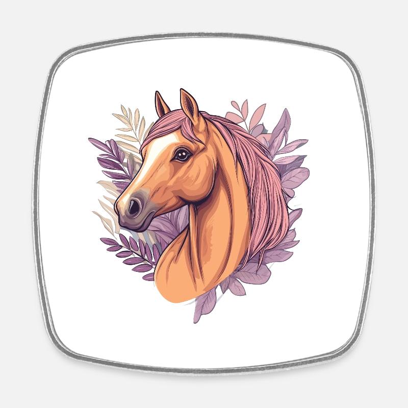 Cheval - Magnet carré - blanc